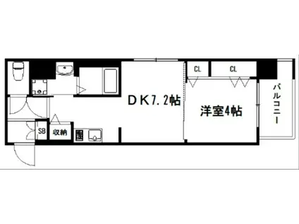 ベラジオ雅び京都西院II(1DK/4階)の間取り写真