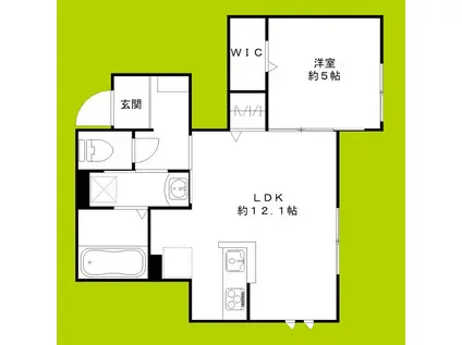 ヴィラ・クレール(1LDK/1階)の間取り写真