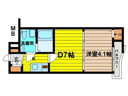 ミュプレ北浜イースト(1DK/4階)の間取り写真