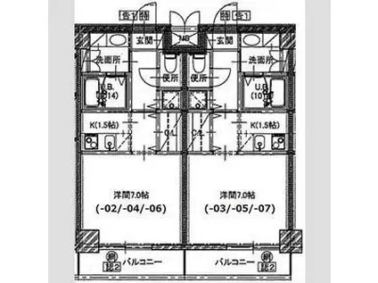 S-FORT八王子堀之内(1K/3階)の間取り写真