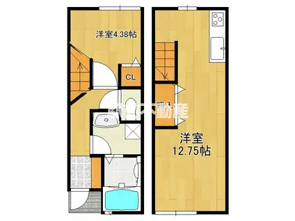 IKKA中原A(1LDK/2階)の間取り写真