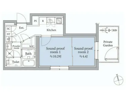 ASTILE STUDIO 三軒茶屋(2K/1階)の間取り写真