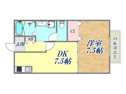 サニーコート(1DK/2階)の間取り写真