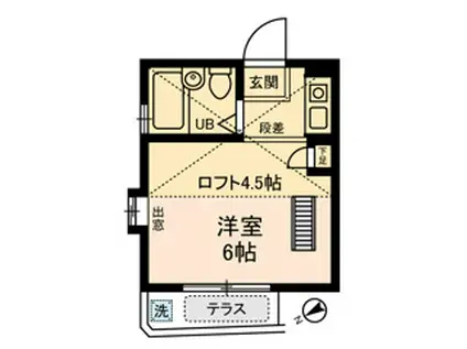 スカイコーポラス(ワンルーム/2階)の間取り写真