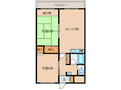 アーバン竹内(2LDK/5階)の間取り写真