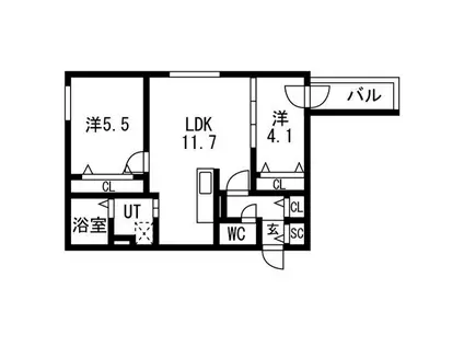 PRECIOUS HASSAMU-MINAMIレシャスハッサムミナミ(2LDK/2階)の間取り写真