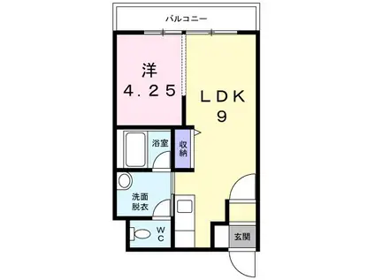 センティア・ウエスト(1LDK/2階)の間取り写真