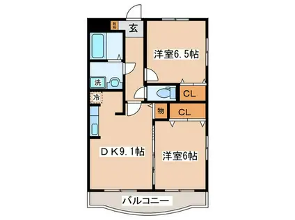 パレティア弐番館(2DK/3階)の間取り写真