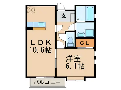 アトリオ N棟(1LDK/2階)の間取り写真