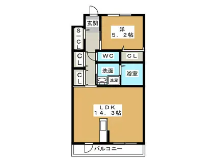 近鉄名古屋線 川越富洲原駅 徒歩2分 3階建 築8年(1LDK/2階)の間取り写真