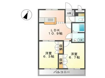 ラペル・シャトー(2LDK/2階)の間取り写真