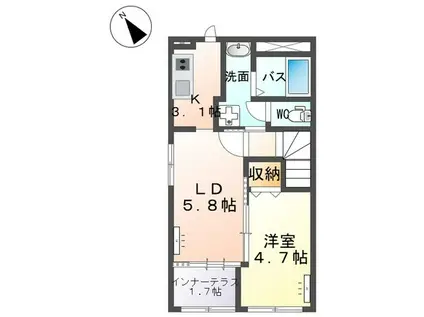 モルガンD(1LDK/2階)の間取り写真