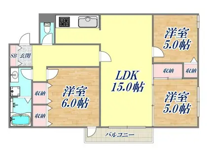 夙川アネックス(3LDK/1階)の間取り写真
