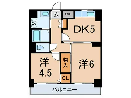 ル・パラディ(2DK/4階)の間取り写真