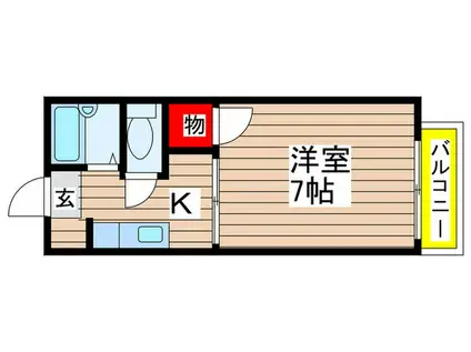 ドミール諸ノ木(1K/1階)の間取り写真