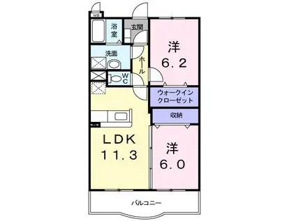 エテルノ フィオーレ(2LDK/3階)の間取り写真
