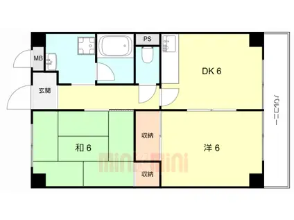アルトビノ野里(2DK/5階)の間取り写真