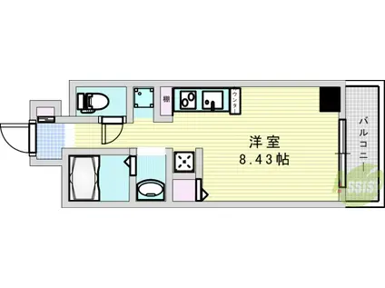 セレブコート新北野(ワンルーム/3階)の間取り写真