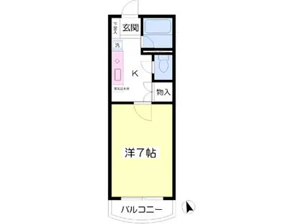 ピオーネ東光寺A(1K/2階)の間取り写真