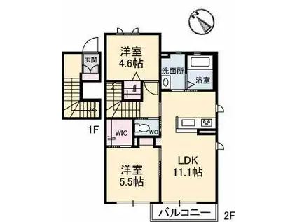 KSテラス(2LDK/2階)の間取り写真
