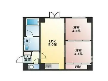 ピープル(2DK/1階)の間取り写真