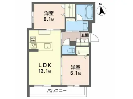 シャーメゾン光樹セントラル(2LDK/1階)の間取り写真