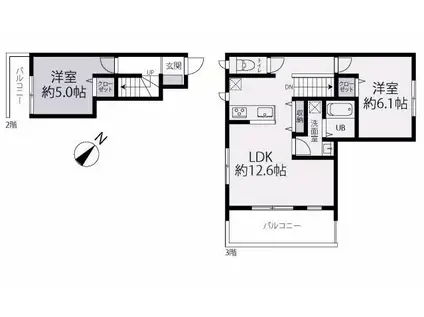 メゾン須磨離宮前(2LDK/2階)の間取り写真