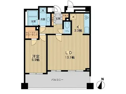 アーデン駒沢パークフロント(1LDK/4階)の間取り写真