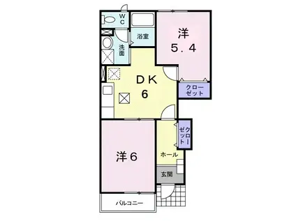 メゾン ボヌール(2DK/1階)の間取り写真