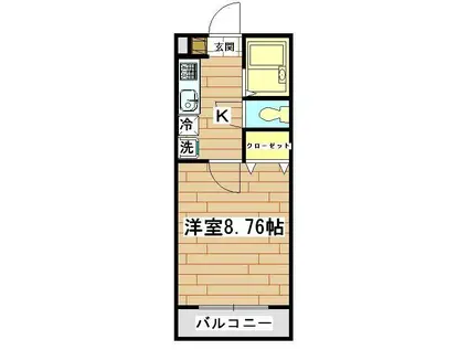 B・キャッスル東大宮(1K/1階)の間取り写真