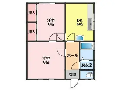 伊藤荘(2DK/2階)の間取り写真