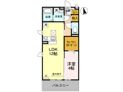 ヴィラ・デュオA棟(1LDK/1階)の間取り写真