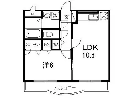 マリベールFK二葉(1LDK/3階)の間取り写真