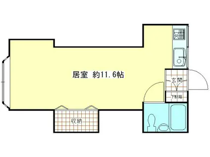 第二サンハイツ追浜(ワンルーム/1階)の間取り写真