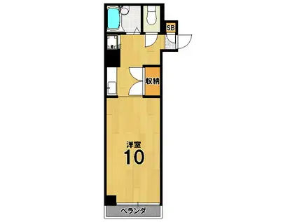 ドミトリー二条(1K/4階)の間取り写真