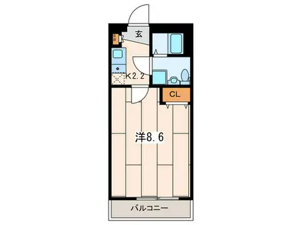 JメゾンKII(1K/3階)の間取り写真