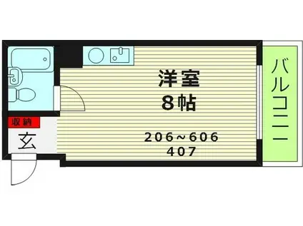 ヒノキマンション(ワンルーム/4階)の間取り写真