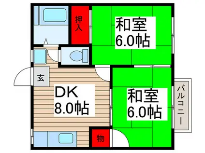 タウニー浜野A(2DK/1階)の間取り写真
