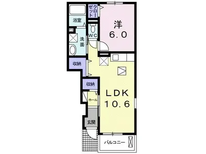 グロワールA(1LDK/1階)の間取り写真