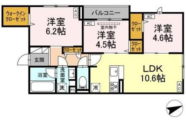 セレスティア一之江(3LDK/2階)の間取り写真