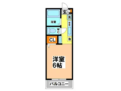 ブロス・K(1K/2階)の間取り写真