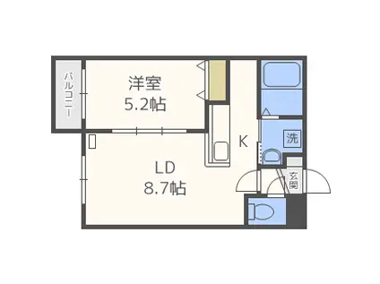 サンステージ琴似2-2(1LDK/4階)の間取り写真