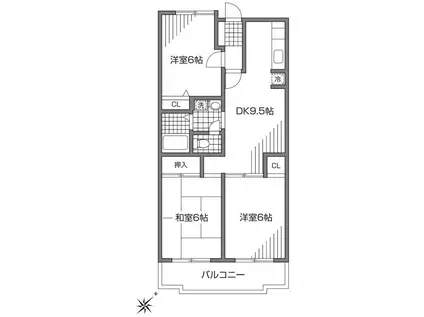 ウィンダム宮前(3LDK/3階)の間取り写真