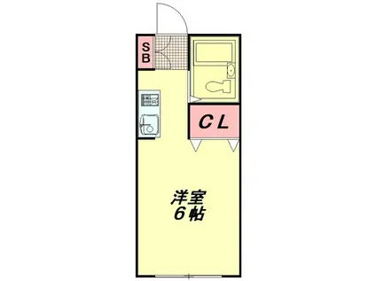 MKハイツII(1K/2階)の間取り写真