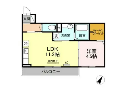 ラルーチェA(1LDK/2階)の間取り写真