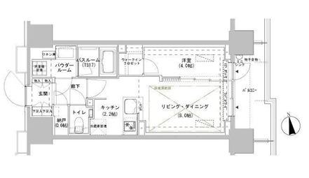 パークスフィア牛込神楽坂(1LDK/2階)の間取り写真