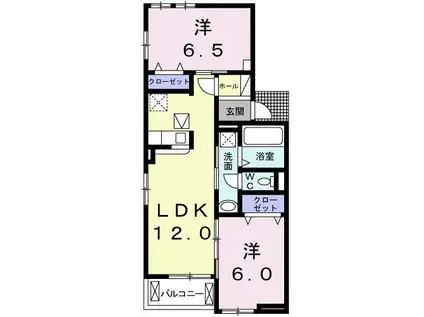グラディート(2LDK/1階)の間取り写真