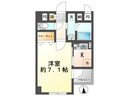 カミナール B・B(1K/1階)の間取り写真