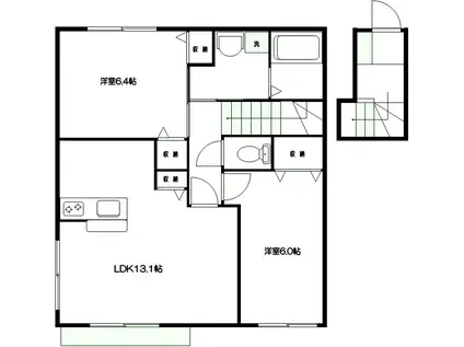 寺ノ上サニーコート15(2LDK/2階)の間取り写真