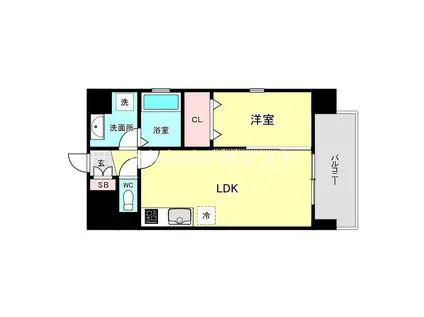 ALZA北堀江(1LDK/3階)の間取り写真